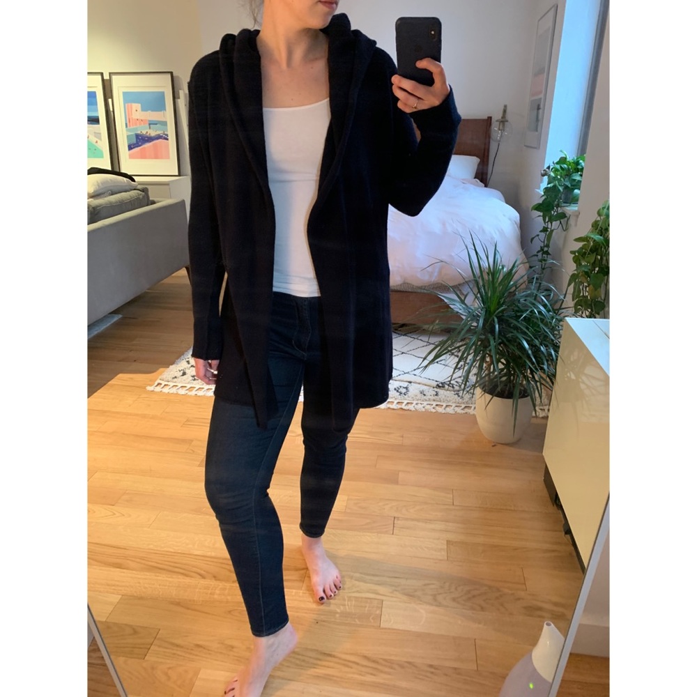 Vince navy blue long line cardigan sweater